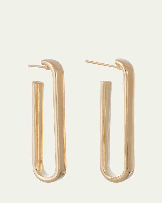 18K Yellow Gold Wide Paperclip Hoop Earrings